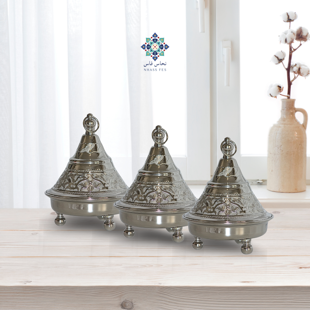 CHARME - Tajine de Présentation en Laiton Nickelé - NHASSFES