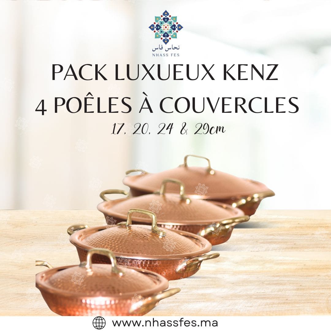 Pack Luxueux Kenz de 4 Poêles en Cuivre à couvercles - NHASSFES