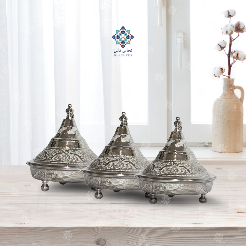 CHARME - Tajine de Présentation en Laiton Nickelé - NHASSFES