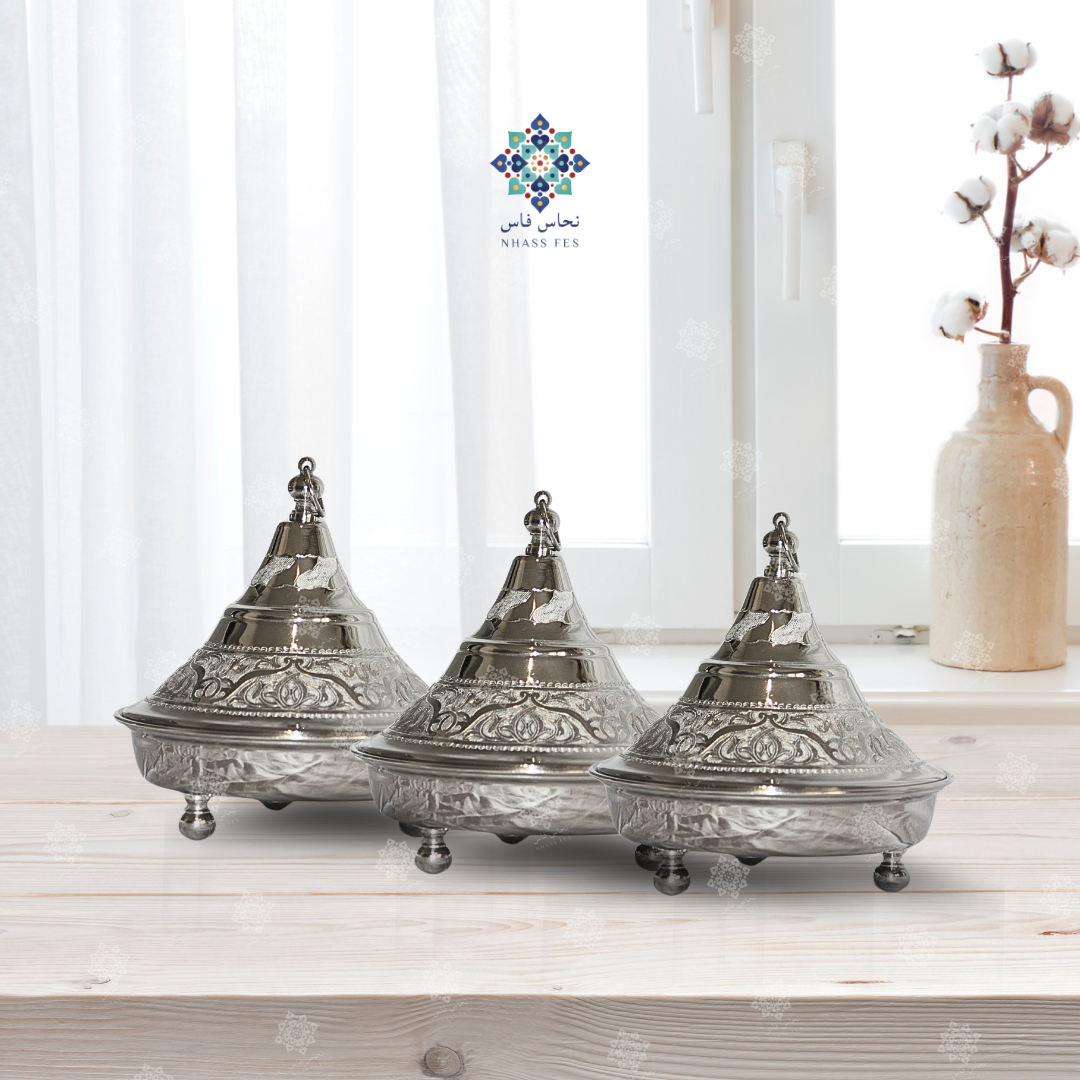 CHARME - Tajine de Présentation en Laiton Nickelé - NHASSFES