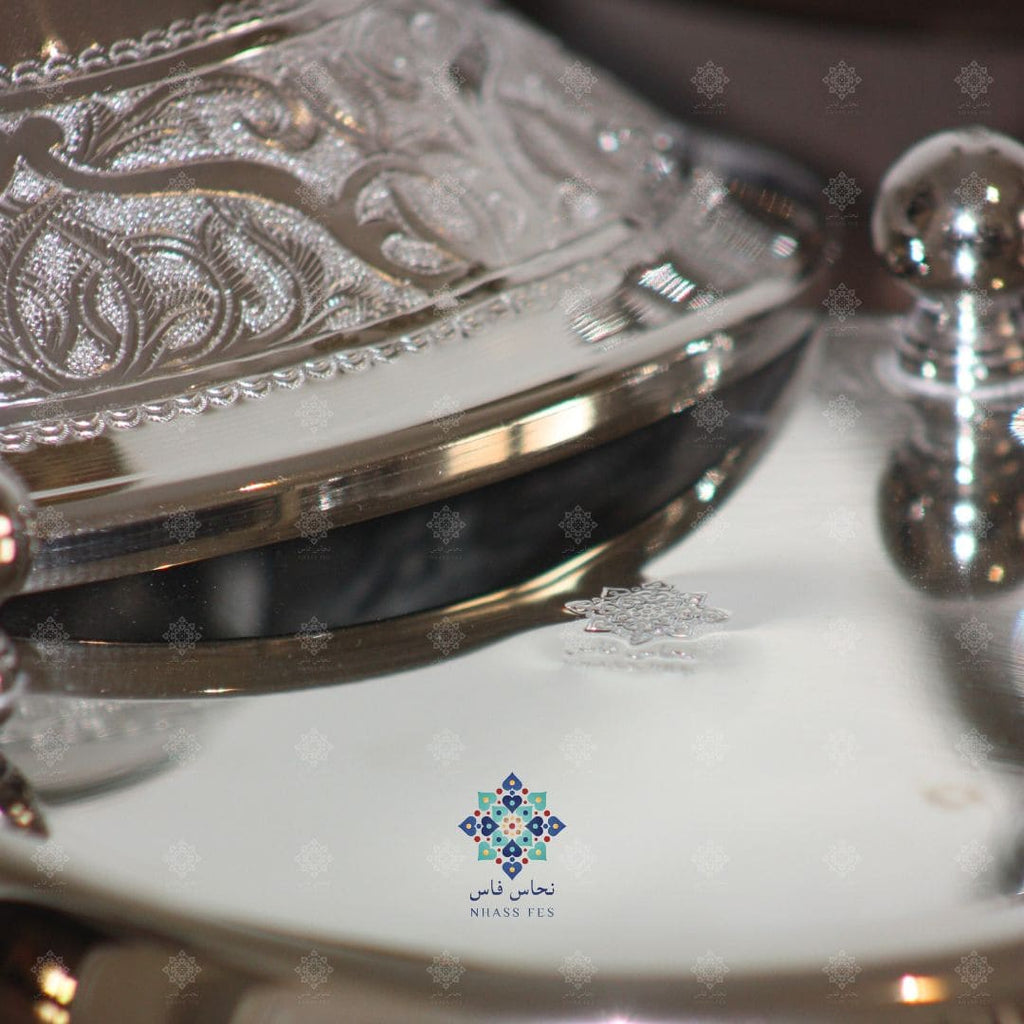 CHARME - Tajine de Présentation en Laiton Nickelé - NHASSFES