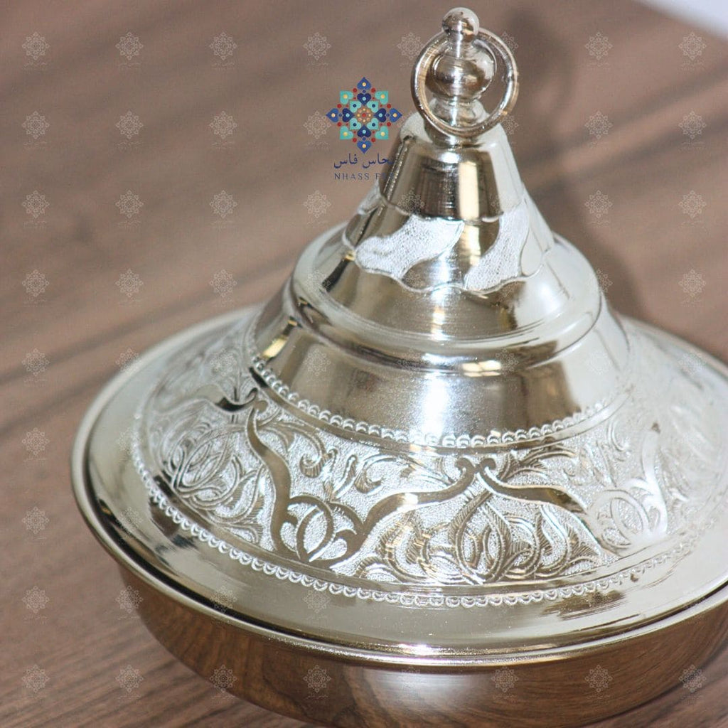 CHARME - Tajine de Présentation en Laiton Nickelé - NHASSFES