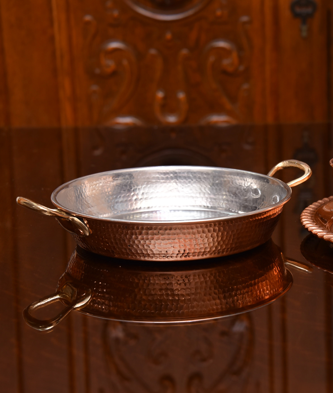 KENZ - Copper Frying Pan with Two Handles without Lid 29cm ⌀