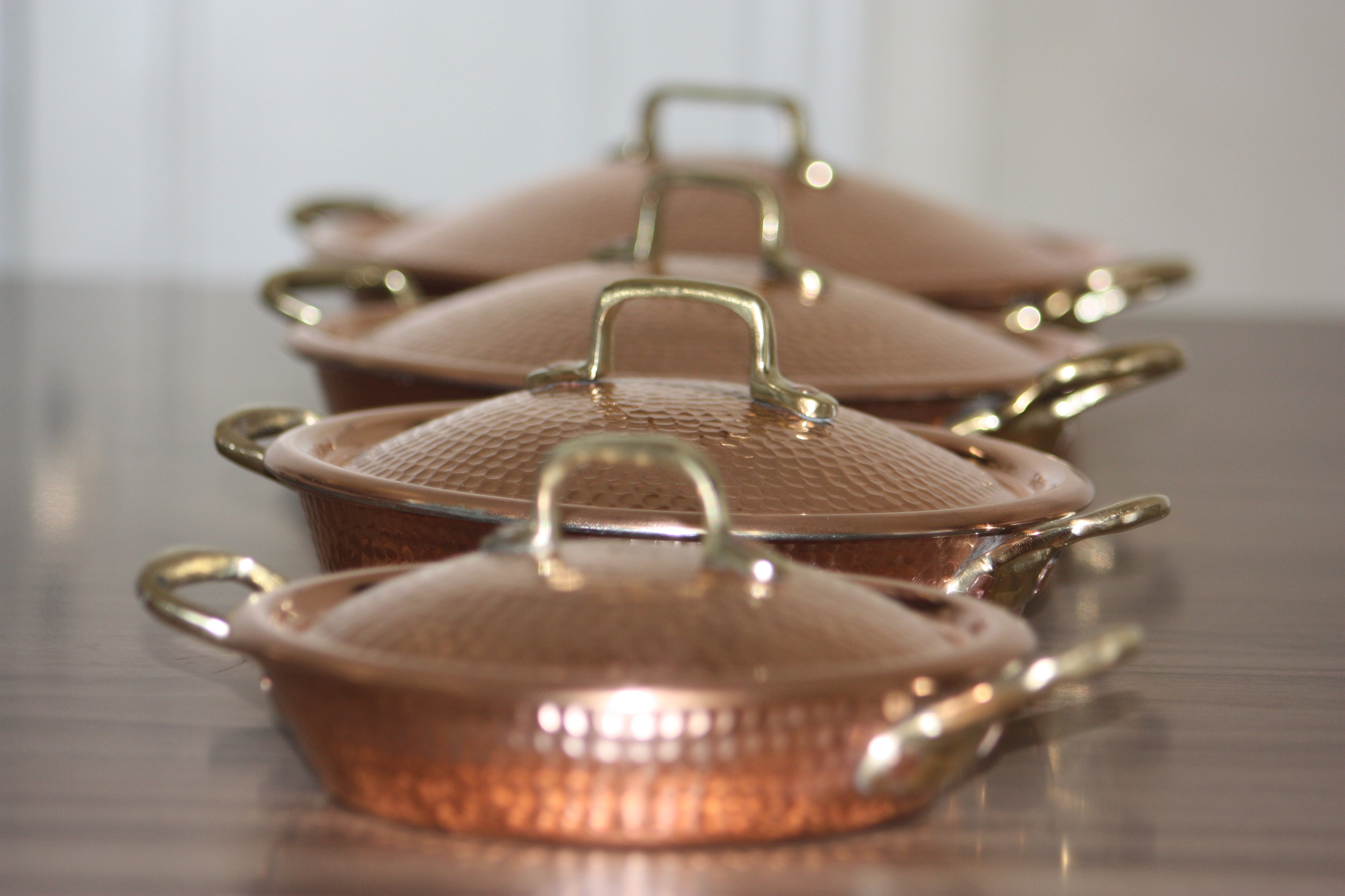 KENZ - Copper Frying Pans with Two Handles with Lid 24cm ⌀