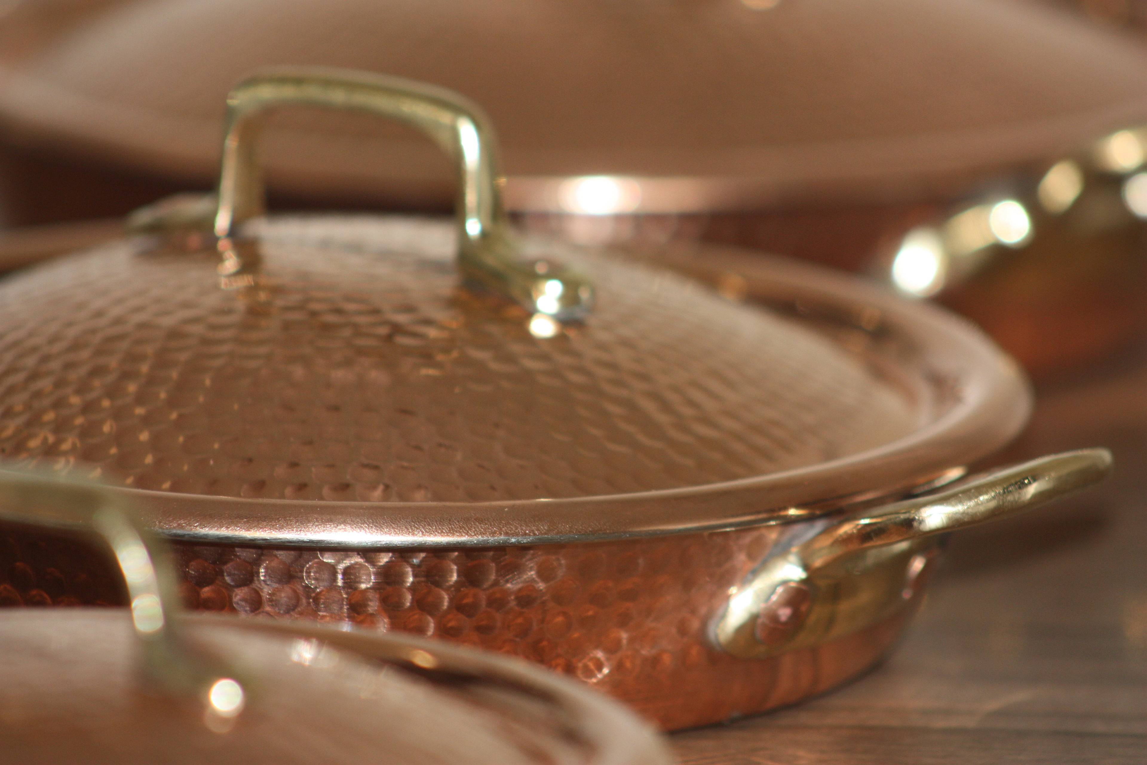 KENZ - Copper Frying Pans with Two Handles with Lid 24cm ⌀