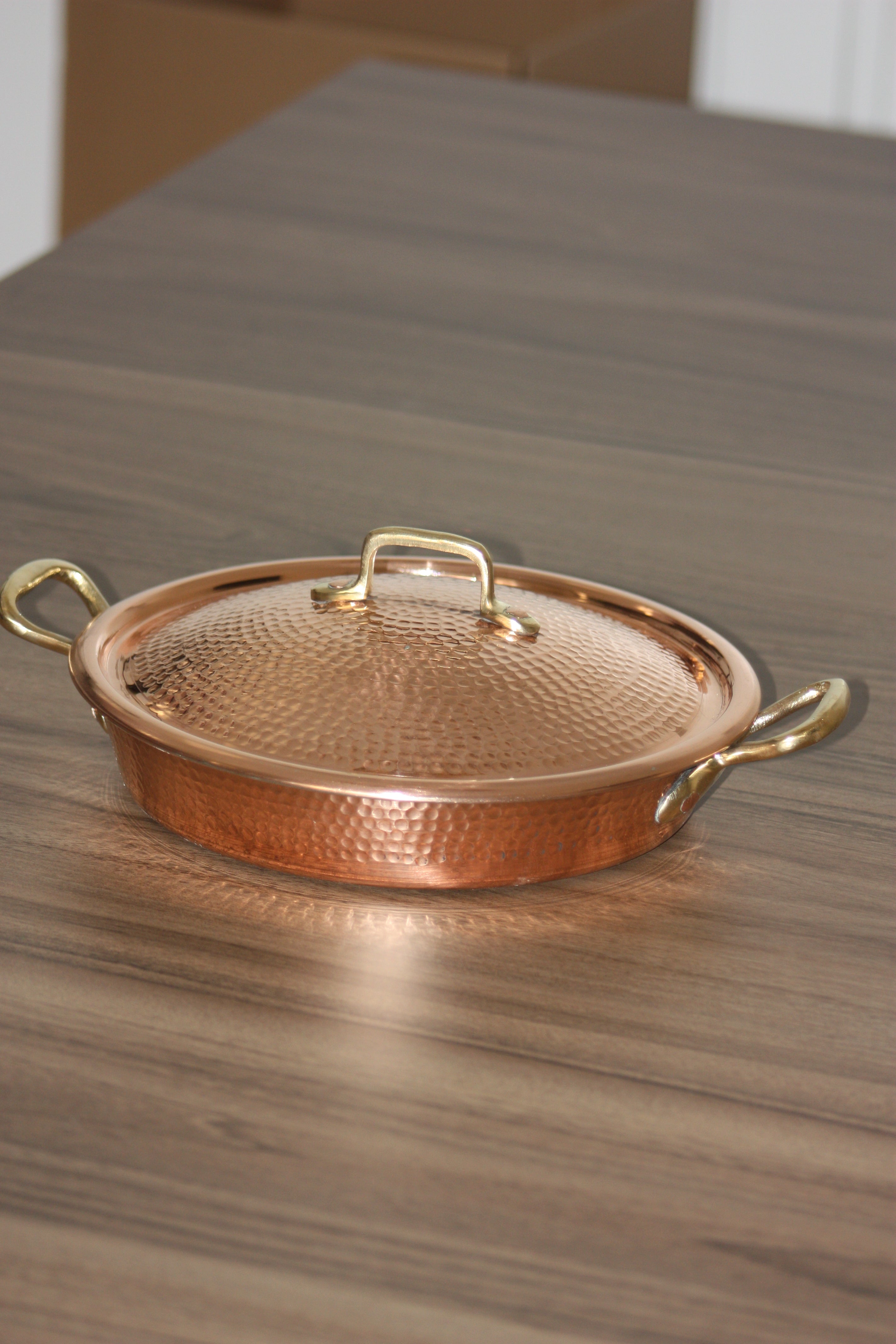 KENZ - Copper Frying Pans with Two Handles with Lid 24cm ⌀