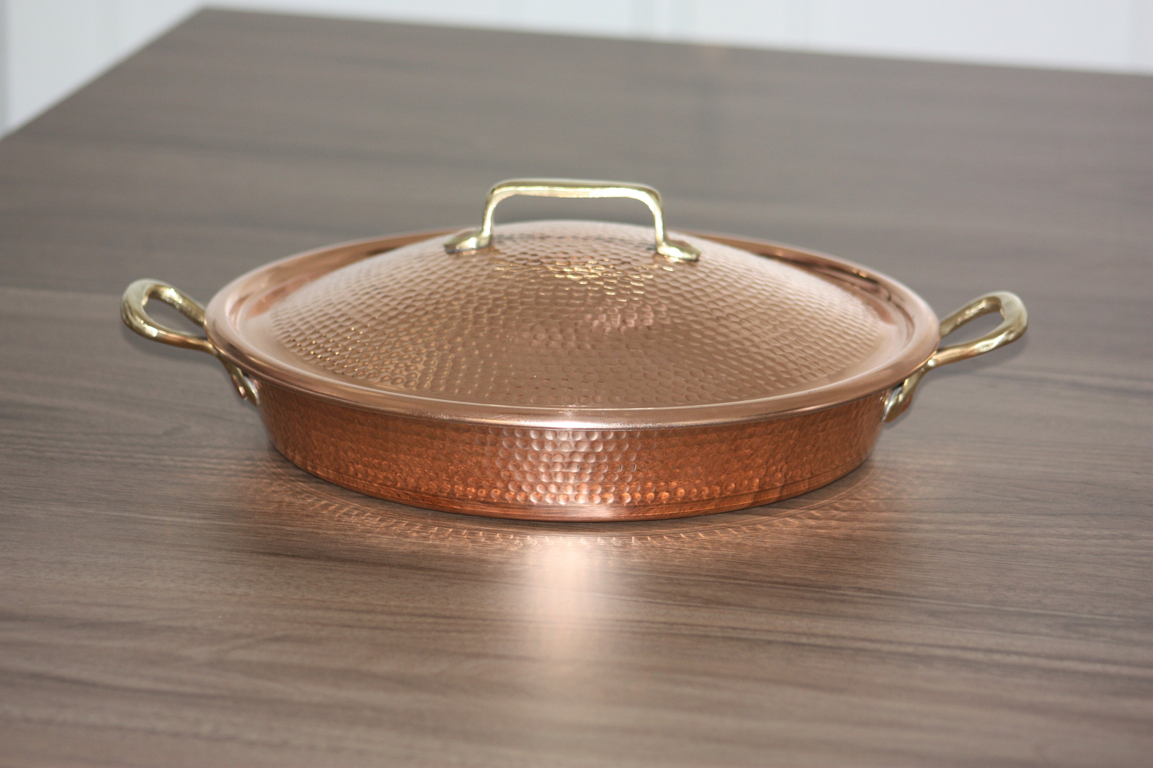 KENZ - Copper Frying Pans with Two Handles with Lid 24cm ⌀