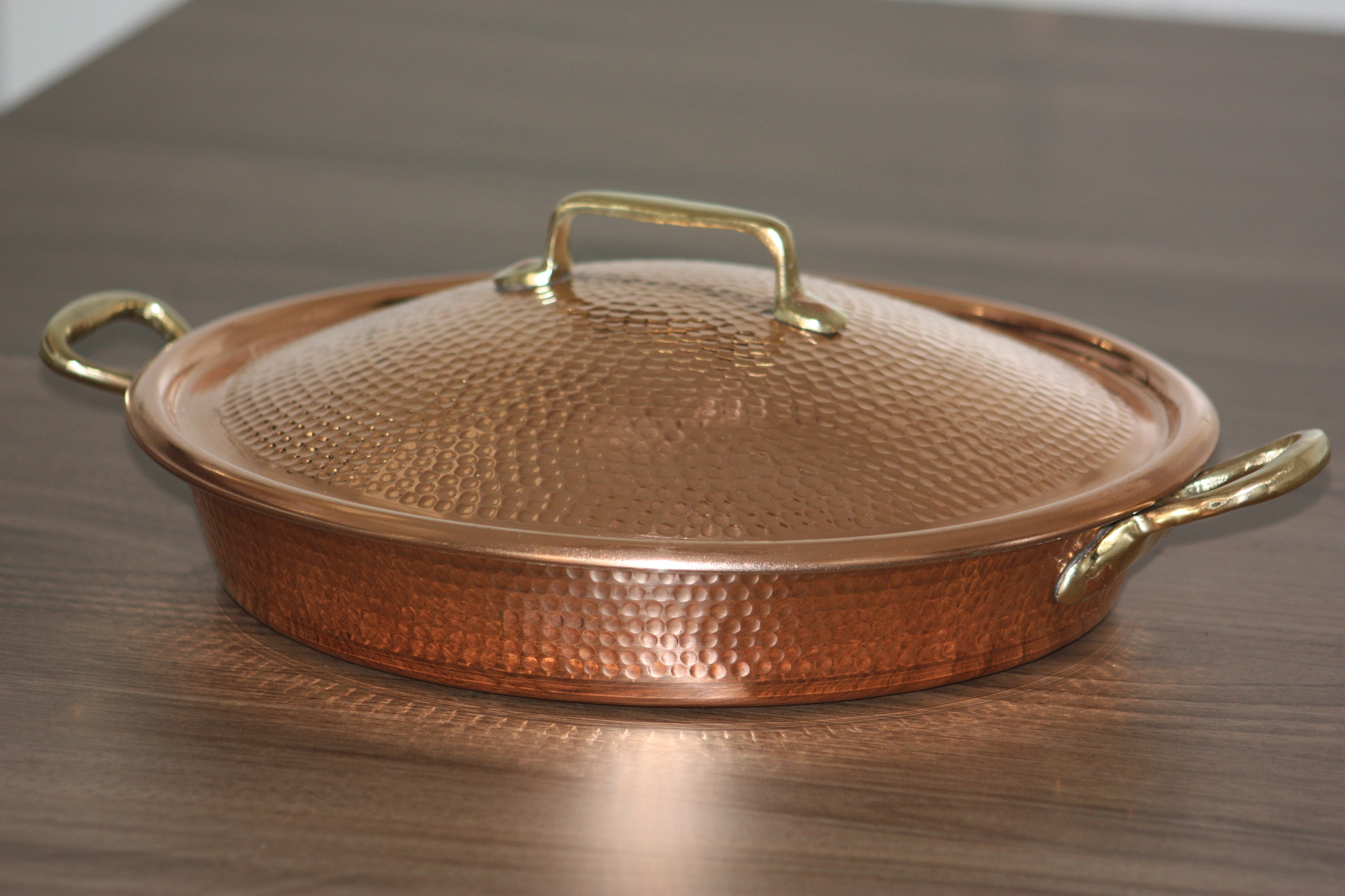 KENZ - Copper Frying Pans with Two Handles with Lid 24cm ⌀