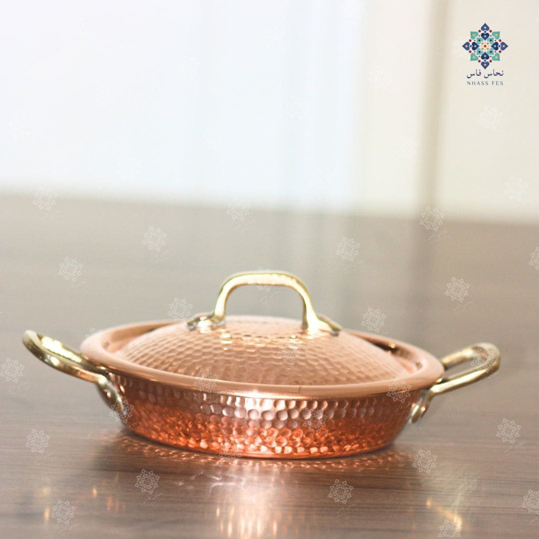 KENZ - Poêle en Cuivre à deux poignées avec Couvercle 16cm ⌀ - NHASSFES