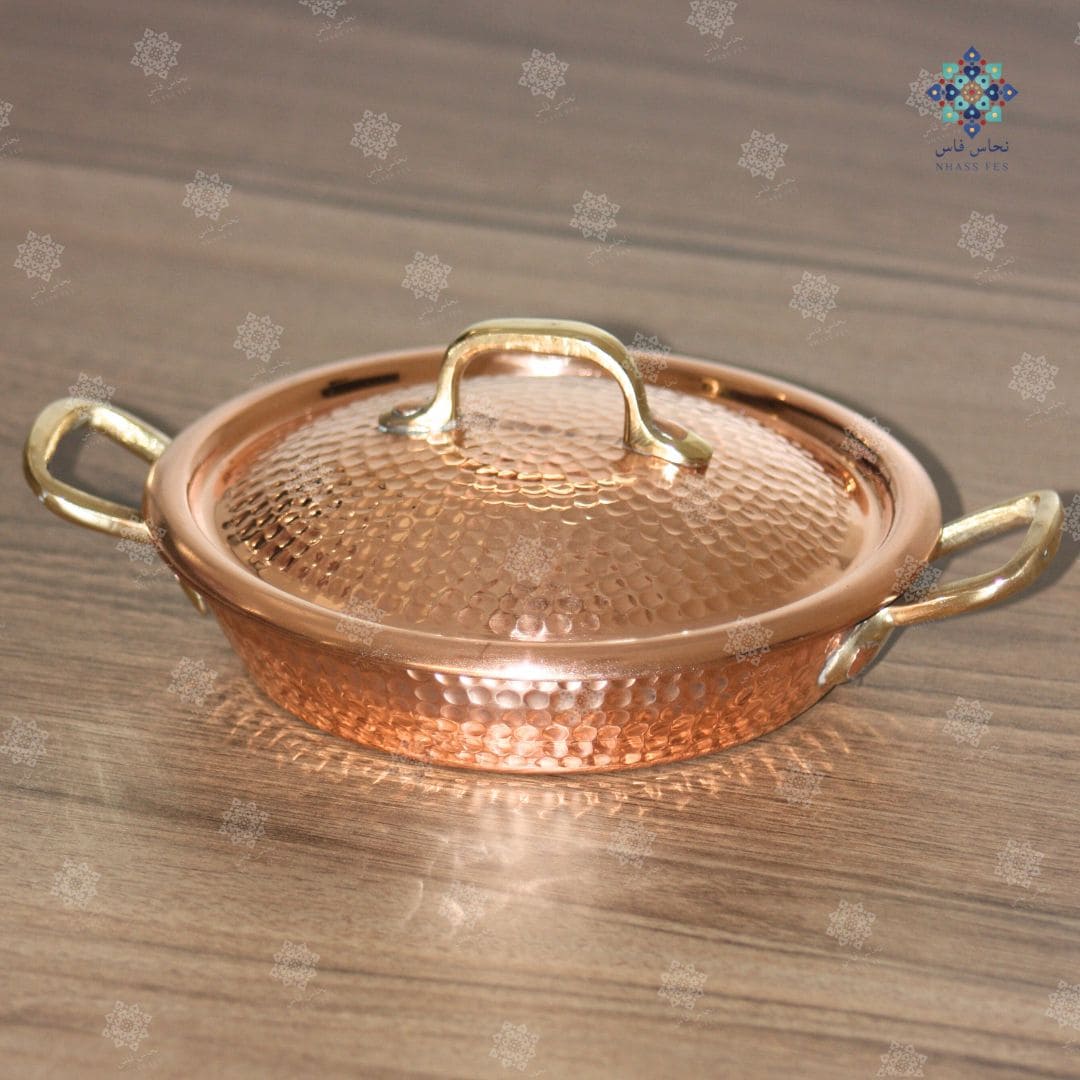 KENZ - Poêle en Cuivre à deux poignées avec Couvercle 16cm ⌀ - NHASSFES