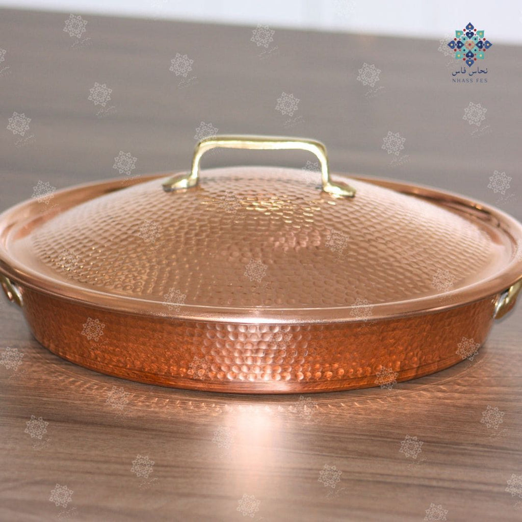 KENZ - Poêle en Cuivre à deux poignées avec Couvercle 29cm ⌀ - NHASSFES