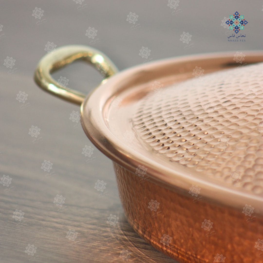 KENZ - Poêle en Cuivre à deux poignées avec Couvercle 29cm ⌀ - NHASSFES