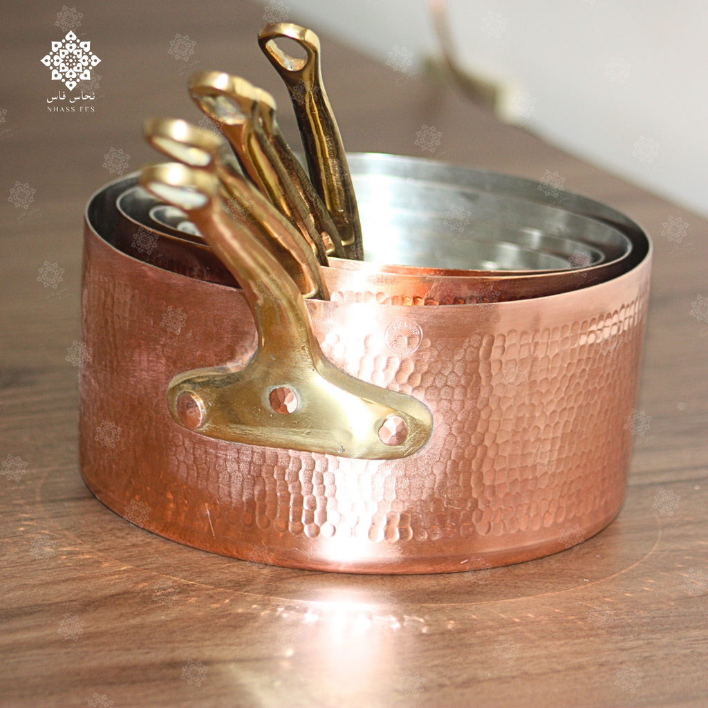 Set de 5 Casseroles en Cuivre Martelé – L'Élégance Artisanale Restaurée pour Votre Cuisine - NHASSFES