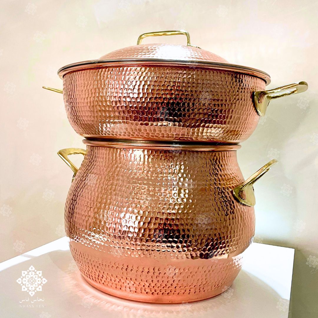 Couscoussier en Cuivre Authentique Bladi  2 - 2,5kg de Capacité - NHASSFES
