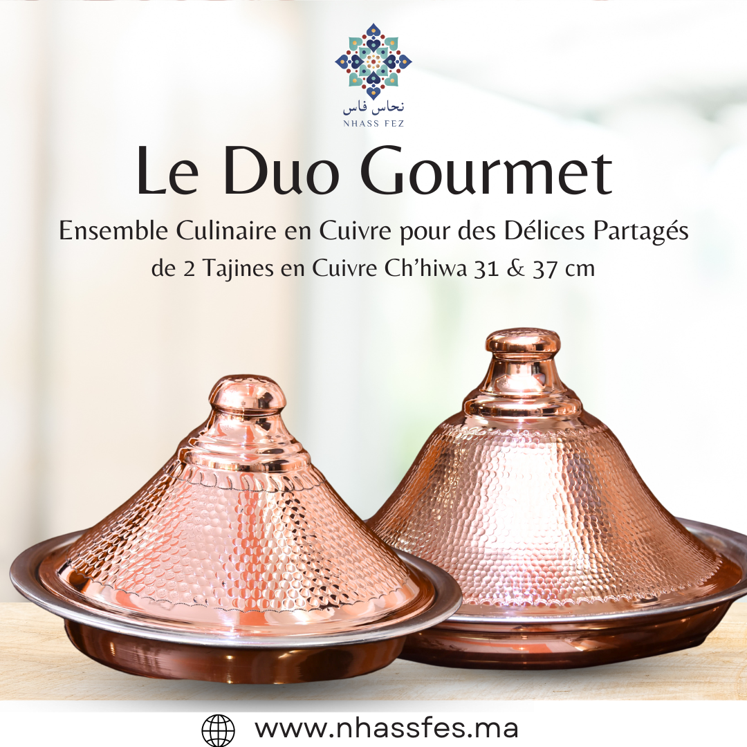 Le Duo Gourmet – Pack de 2 Tajines en Cuivre Ch’hiwa 31 & 37 cm - NHASSFES