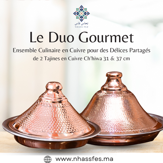 Le Duo Gourmet – Pack de 2 Tajines en Cuivre Ch’hiwa 31 & 37 cm