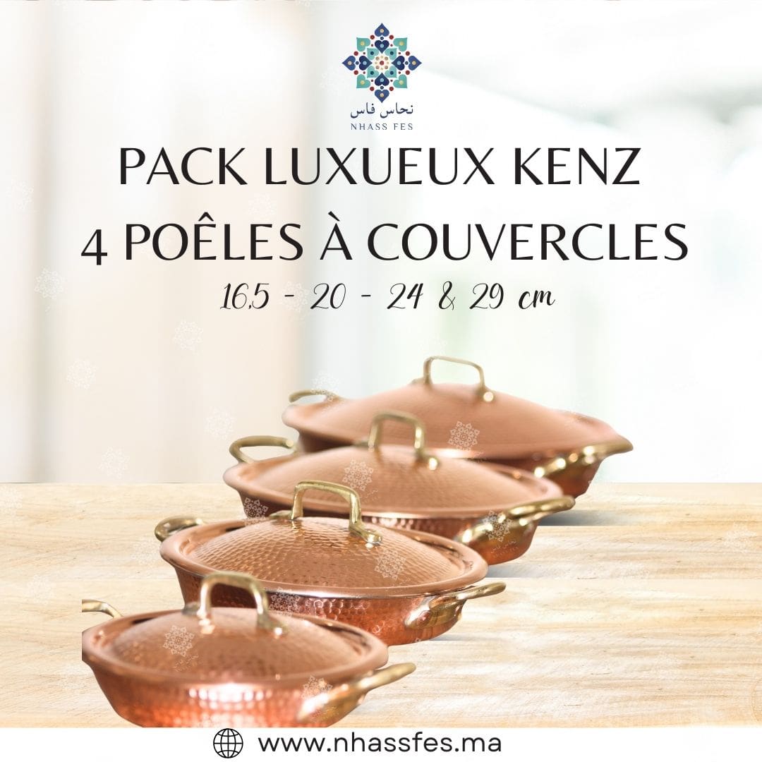 Pack Luxueux Kenz de 4 Poêles en Cuivre à couvercles - NHASSFES